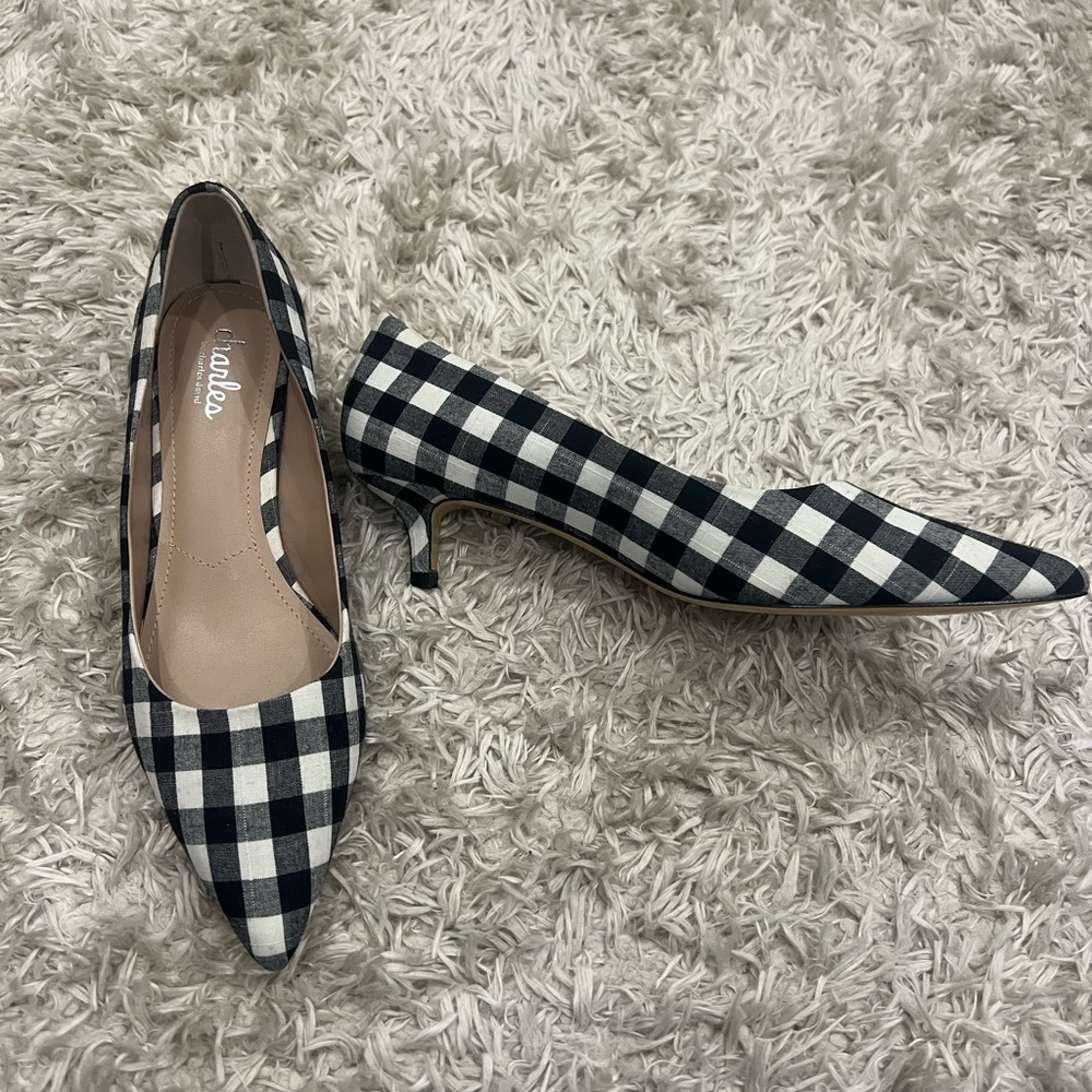Charles By Charles David Black and White Plaid Heels